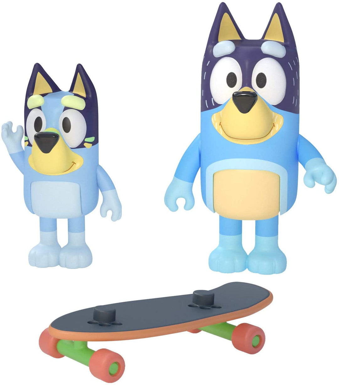 Bluey and Bandit Skateboarding Dad: Articulated 2.5 Inch Action Figures 2-Pack Official Collectable Toy