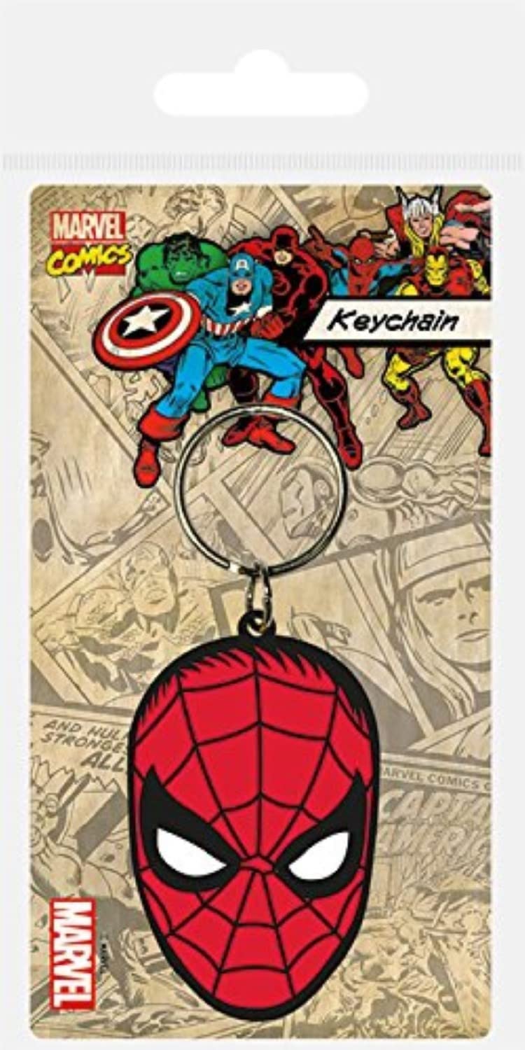 MARVEL Spider-Man-Face Rubber Keychain, Metal, Red, White and Black, 40 x 40 cm