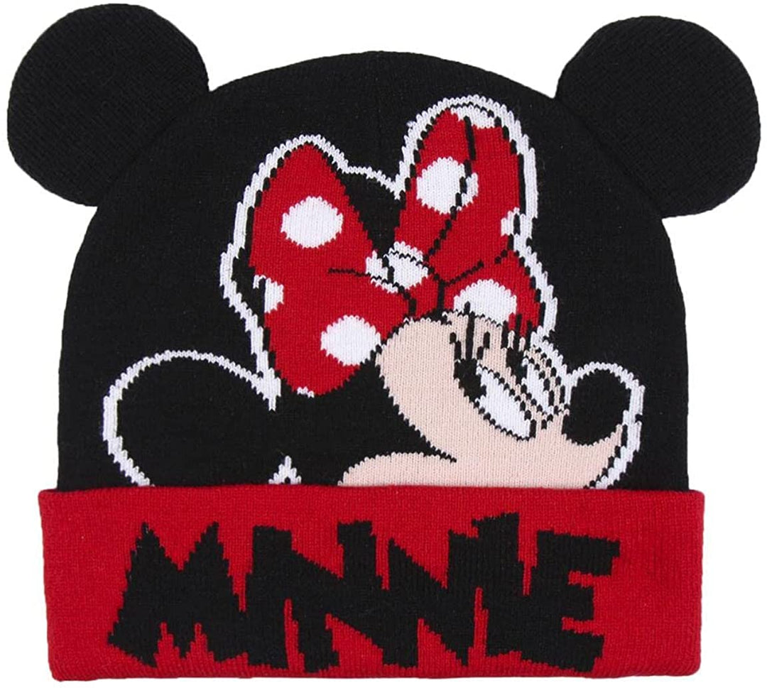 Cuffia Black and red Minnie hat with baby ear. Winter hat