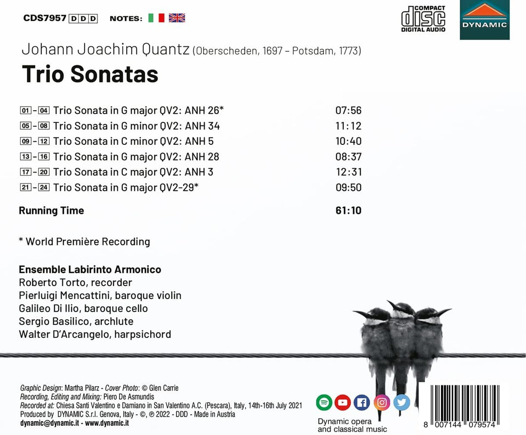 Quantz: Trio Sonatas [Ensemble Labirinto Armonico] [Dynamic: CDS7957] [Audio CD]