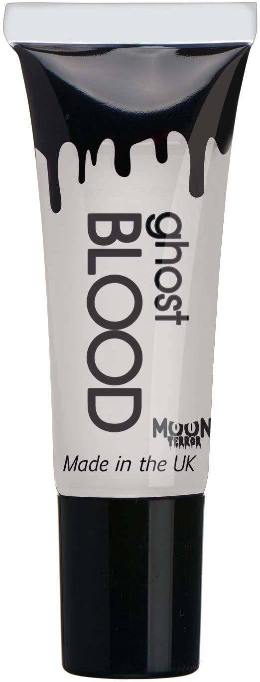 Moon Glow UV Ghost Blood - Halloween Fake Blood - dries invisible but glows blue under UV Lighting