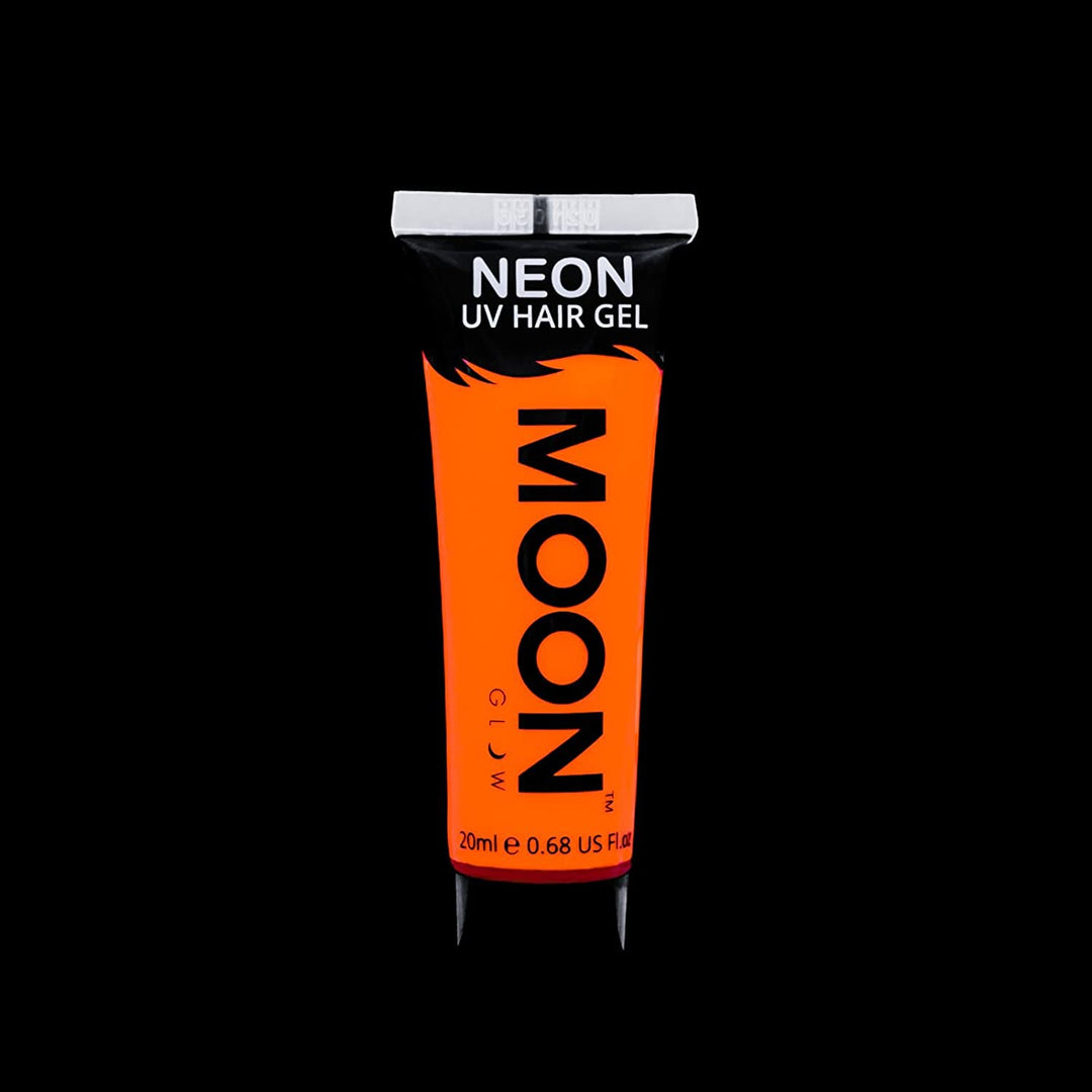 Moon Glow - Neon UV Hair Gel - 20ml Intense Orange – Temporary wash out hair colour dye - Spike and glow!