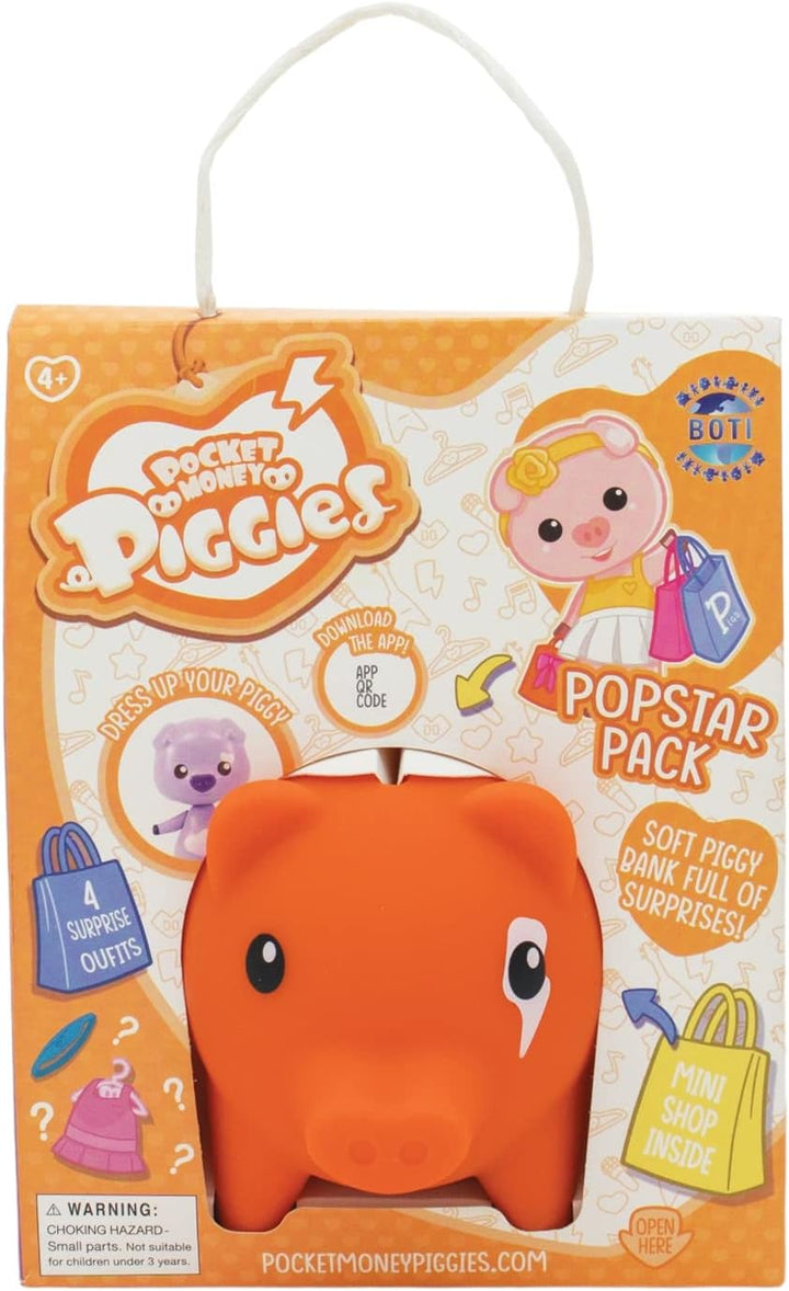 Pocket Money Piggies PCT00100 Pop Star-Cute Colourful Piggy Bank Filled with Fun Pocket Surprises-Store Coins