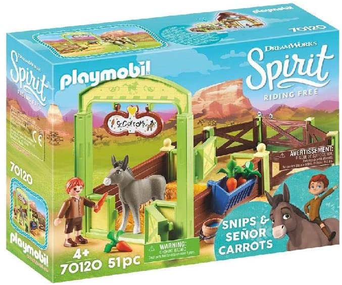 Playmobil 70120 Dream Works Spirit Snips and Senor Carrots with Horse Stall