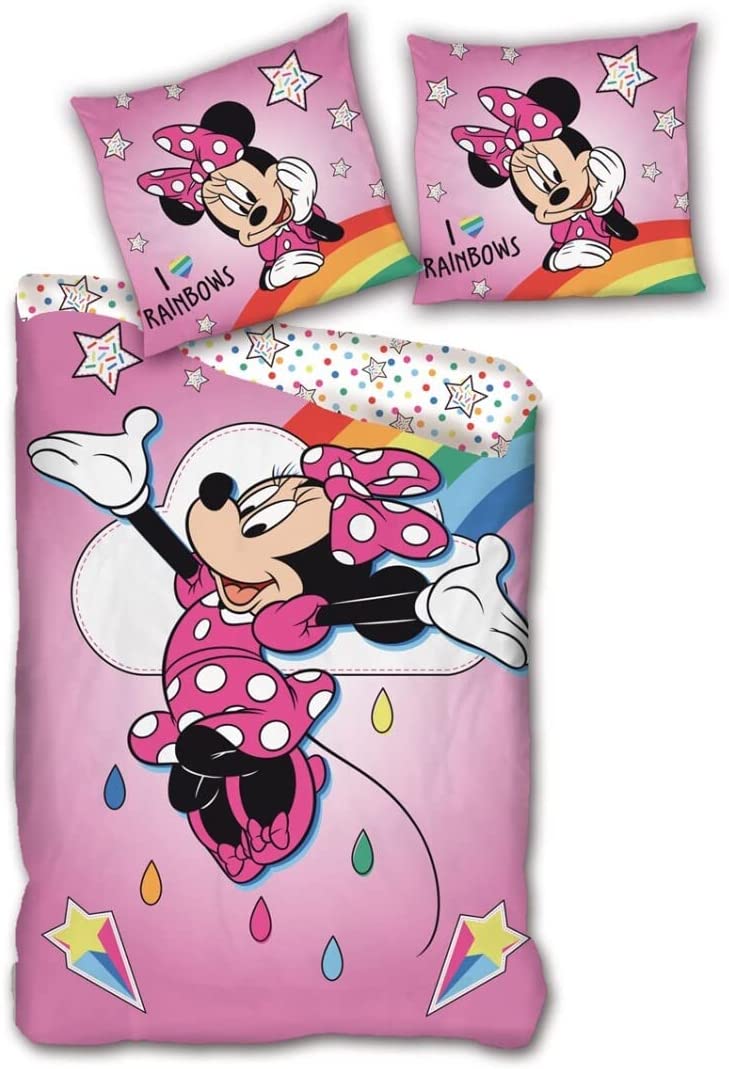 Minnie Rainbow Bed Linen Set, Duvet Cover 140 x 200 cm + Pillowcase 63 x 63 cm