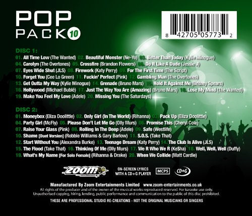 Zoom Karaoke CD+G – Zoom Pop Pack 10 – Doppel-CD+G Karaoke Pack [Audio-CD]