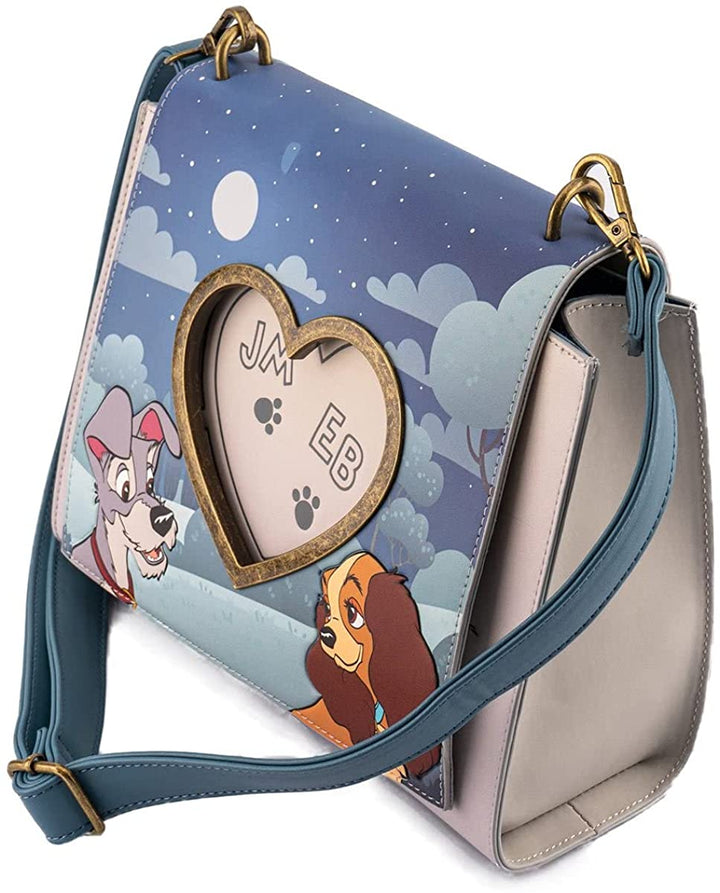 Loungefly Disney Lady and the Tramp Heart Wet Cement Crossbody Bag