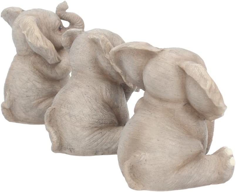 CIME Home Three Baby Elephants Figurine 8cm Grey