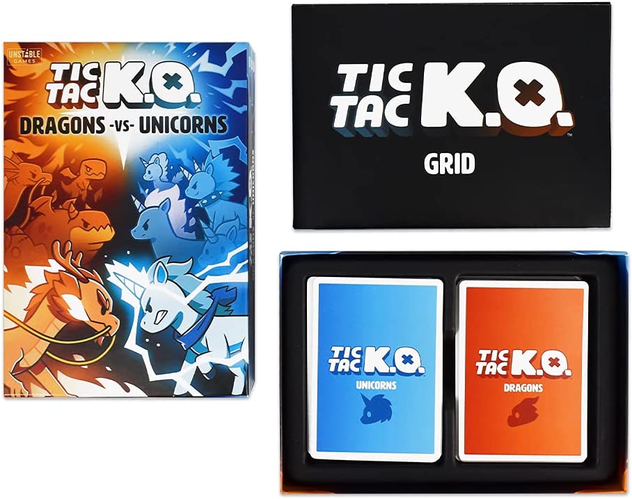 TeeTurtle | Tic Tac KO: Drachen gegen Einhörner | Kartenspiel | Ab 8 Jahren | 2-4 Spieler