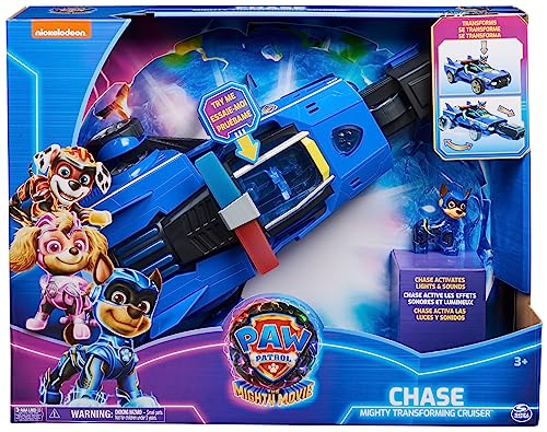 Paw Patrol: The Mighty Movie, Chase’s Mighty Transforming Cruiser with Mighty Pups Action Figure