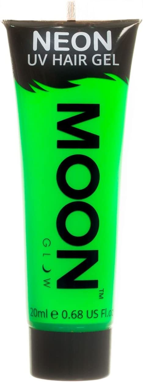 Moon Glow - Neon UV Hair Gel - 20ml Intense Green – Temporary wash out hair colour dye - Spike and glow!