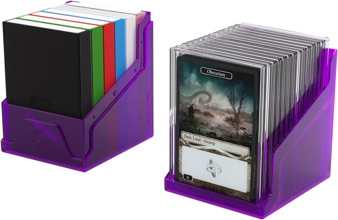 Bastion 100+ XL Deck Box - Compact, Secure, and Perfectly Organized for Your Trading Cards! Safely Protects 100+ Double-Sleeved Cards, Purple Color