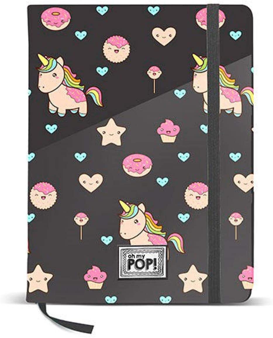 Oh My Pop! 38859 Popnicorn Diary, 14 x 21 cm, Black