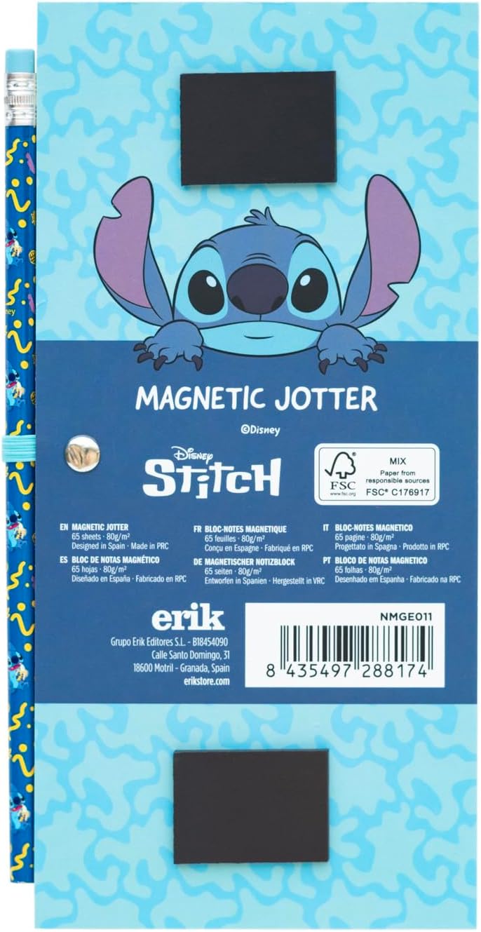 Grupo Erik Disney Stitch Magnetic Organiser | Magnetic Shopping List | 4 x 8 inches
