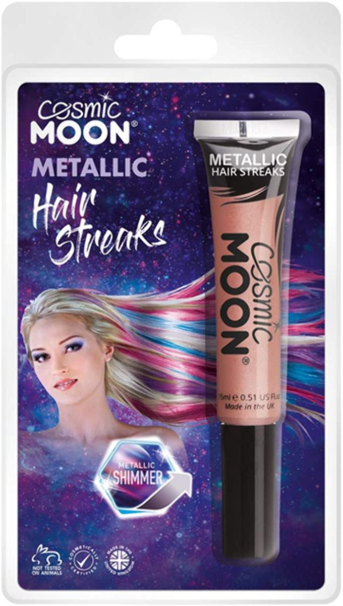 Cosmic Moon Metallic Hair Streaks Rose Gold