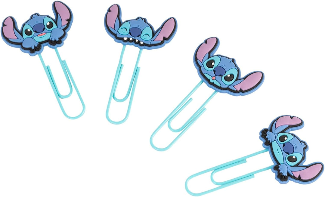 Grupo Erik Disney Stitch Pack of 4 Paper Clips with Topper | Cute Bookmarks | Coloured Paper Clips
