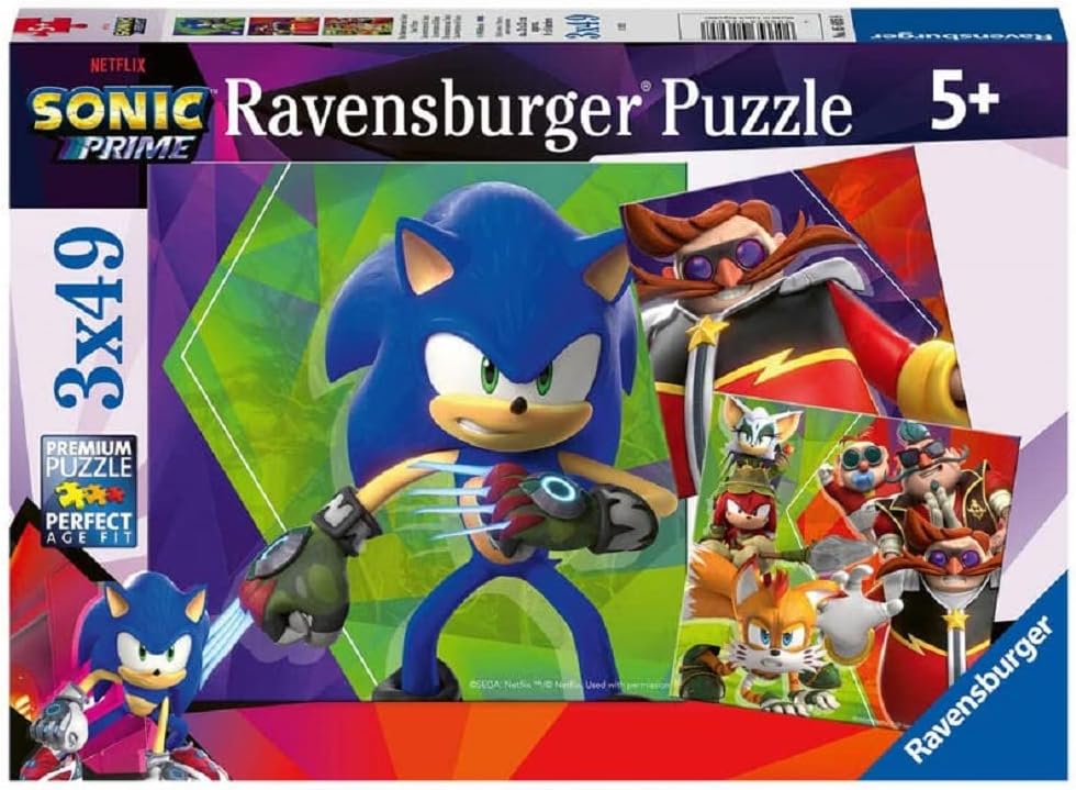 Ravensburger 5695 Sonic Prime 3X 49 Piece Jigsaw Puzzles for Kids Age 5 Years Up