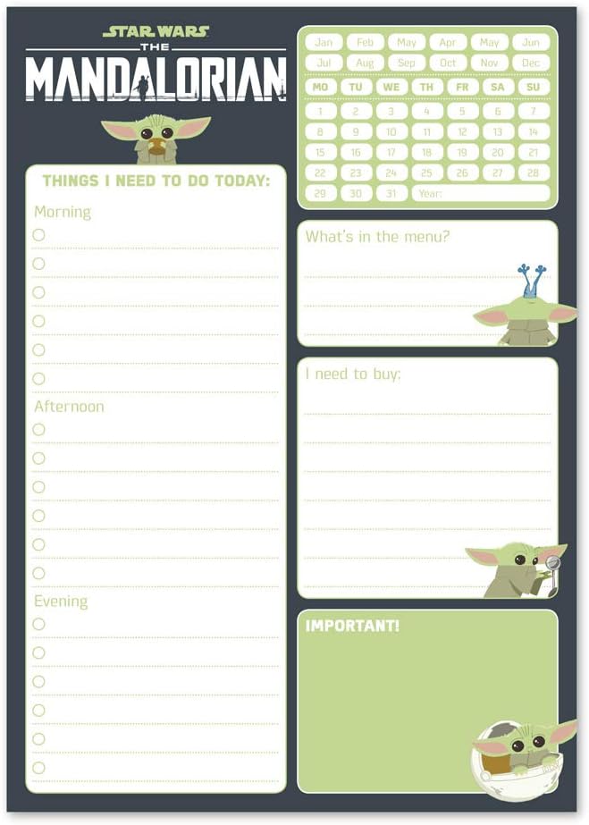 Official Star Wars The Mandalorian Weekly Planner A5 - Desk Calendar - Family Calendar