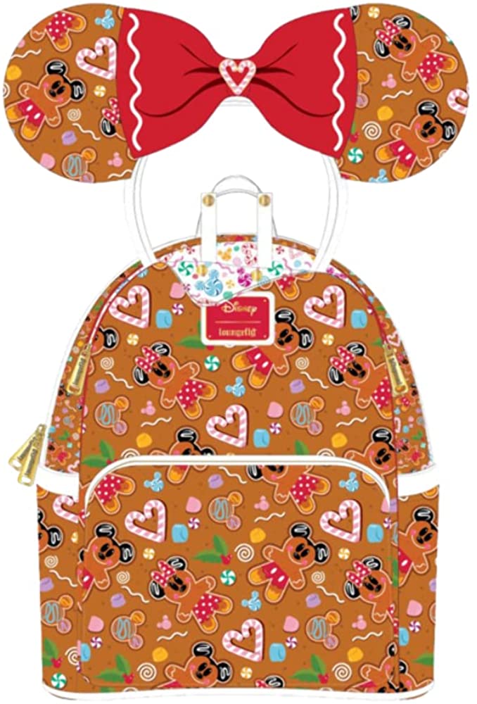 Loungefly Disney Christmas Gingerbread AOP Womens Double Strap Shoulder Bag Purs