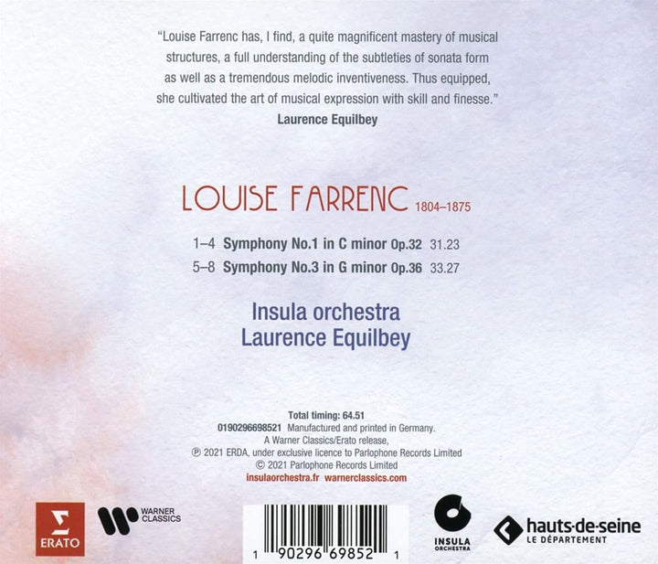 Laurence Equilbey - Louise Farrenc: Symphonies Nos. 1 & 3 [Audio CD]