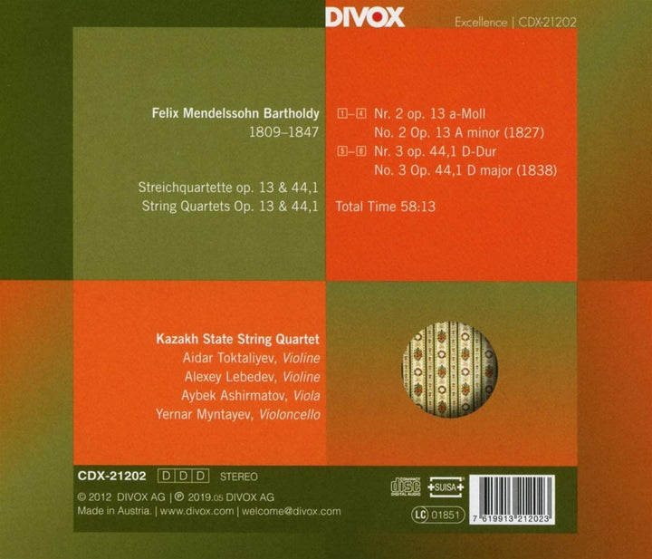 Mendelssohn: String Quartets [Kazakh State String Quartet] [Divox X-21202] [Audio CD]