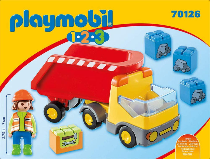 Playmobil 70126 1.2.3 Dump Truck for Children 18 Months+