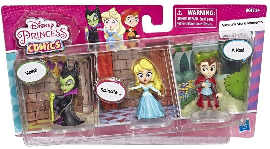 Disney Princess Comics Dolls, Aurora's Story Moments Long Walks with Maleficent and Prince Phillip, 3 Collector Toy Figures and Comic Strip
