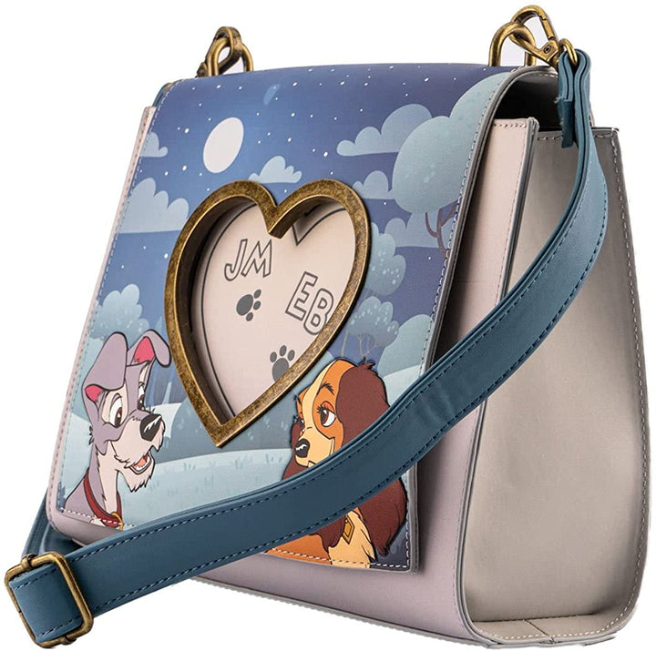 Loungefly Disney Lady and the Tramp Heart Wet Cement Crossbody Bag