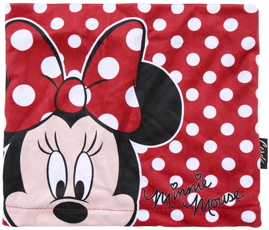 Minnie neck warmer red with white polka dots and Minnie design