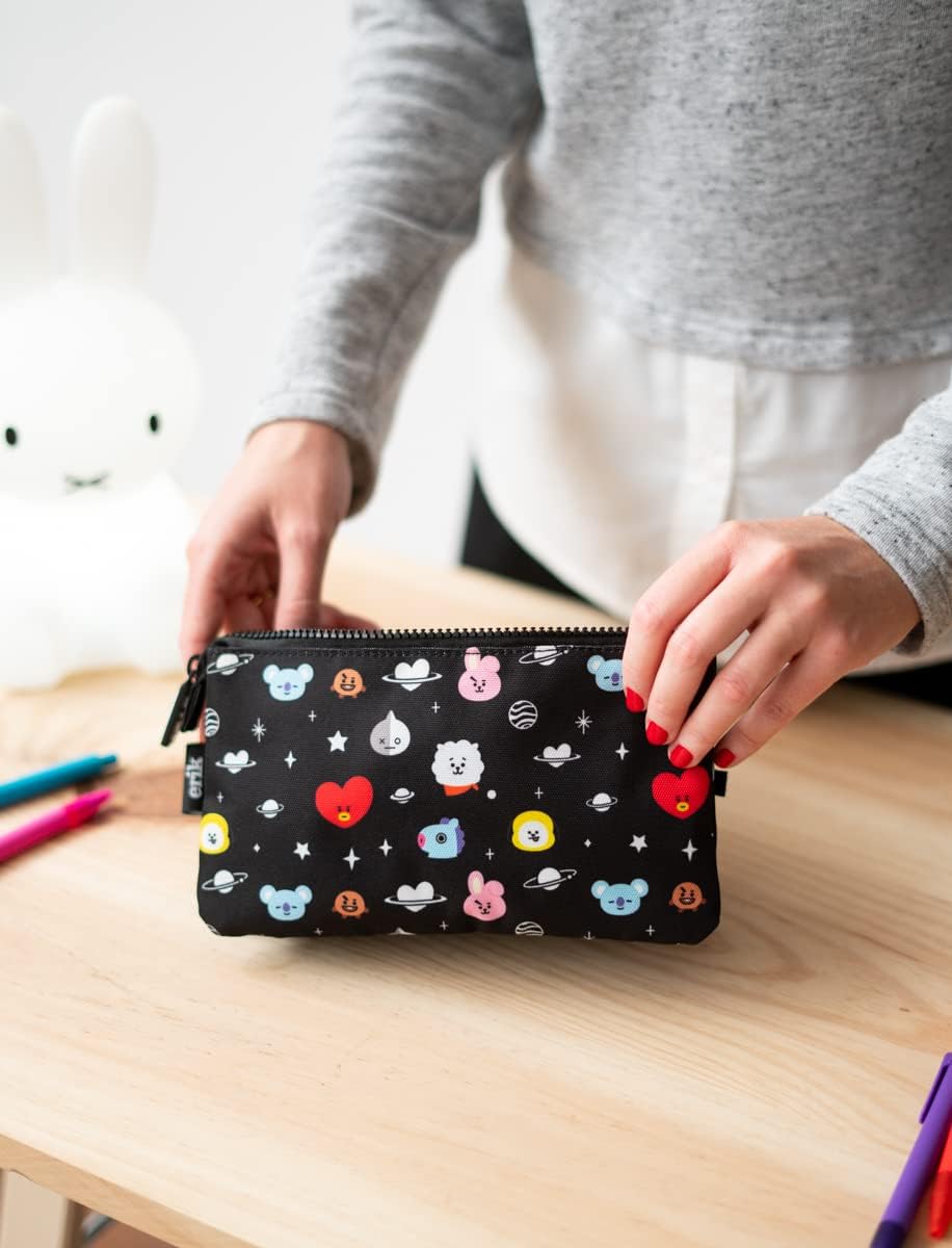 Grupo Erik BT21 Pencil Case - Cool Collection - Large Pencil Case - Triple Pocket Pencil Case