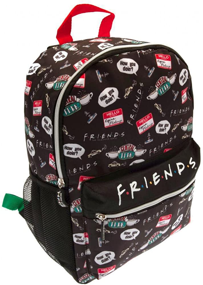 Friends Quotes AOP Black Backpack