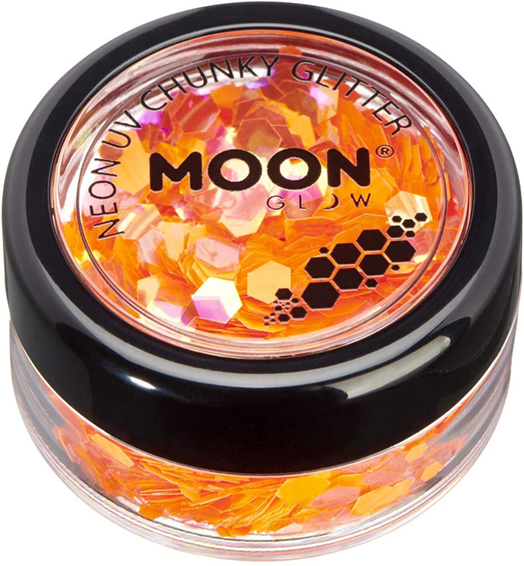 Moon Glow Neon Orange UV Chunky Glitter