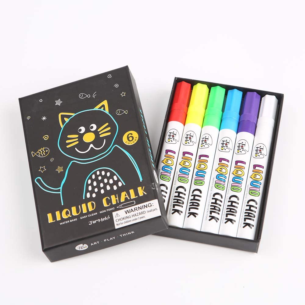 Premium Chalk Pens for kids Pack of 6 Chalk Markers for Children & Menu Boards