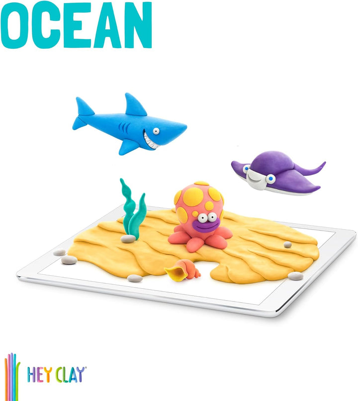 Hey Clay Ocean: Hai, Oktopus, Stachelrochen – Bunte Modellierkinder – Luftgetrocknete Kl