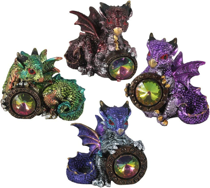 Nemesis Now Dragon's Reward Set of 4 5.5cm Figurines, Resin, Multi-Coloured, One