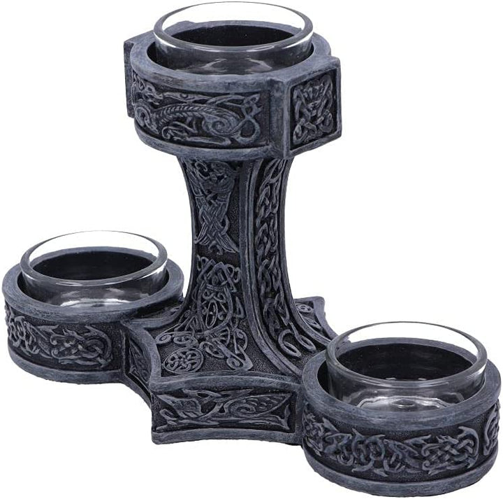 Nemesis Now Thor's Hammer Tea Light Holder 18.5cm, Silver