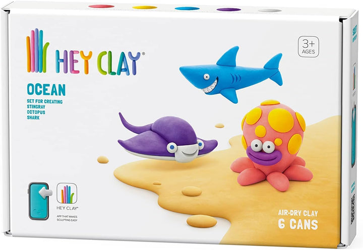 Hey Clay Ocean: Hai, Oktopus, Stachelrochen – Bunte Modellierkinder – Luftgetrocknete Kl