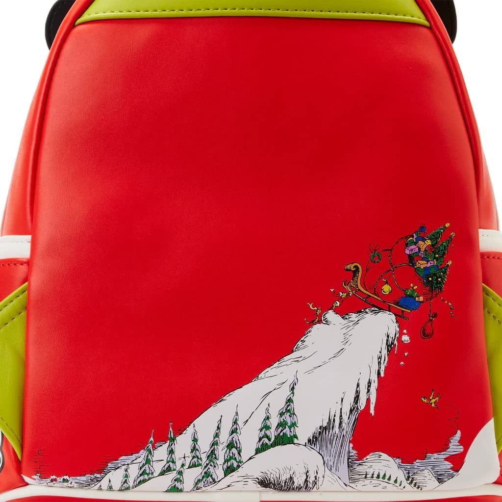 Loungefly Dr Seuss How the Grinch Stole Christmas Lenticular Heart Double Strap Mini Backpack