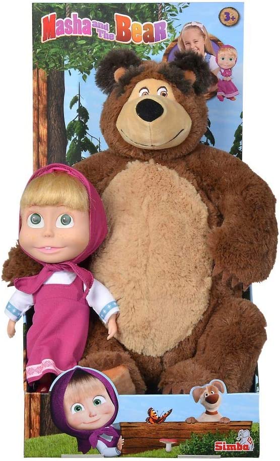 MASHA & THE BEAR 23CM DOLL WITH 43CM SOFT TOY BEAR TWIN PACK