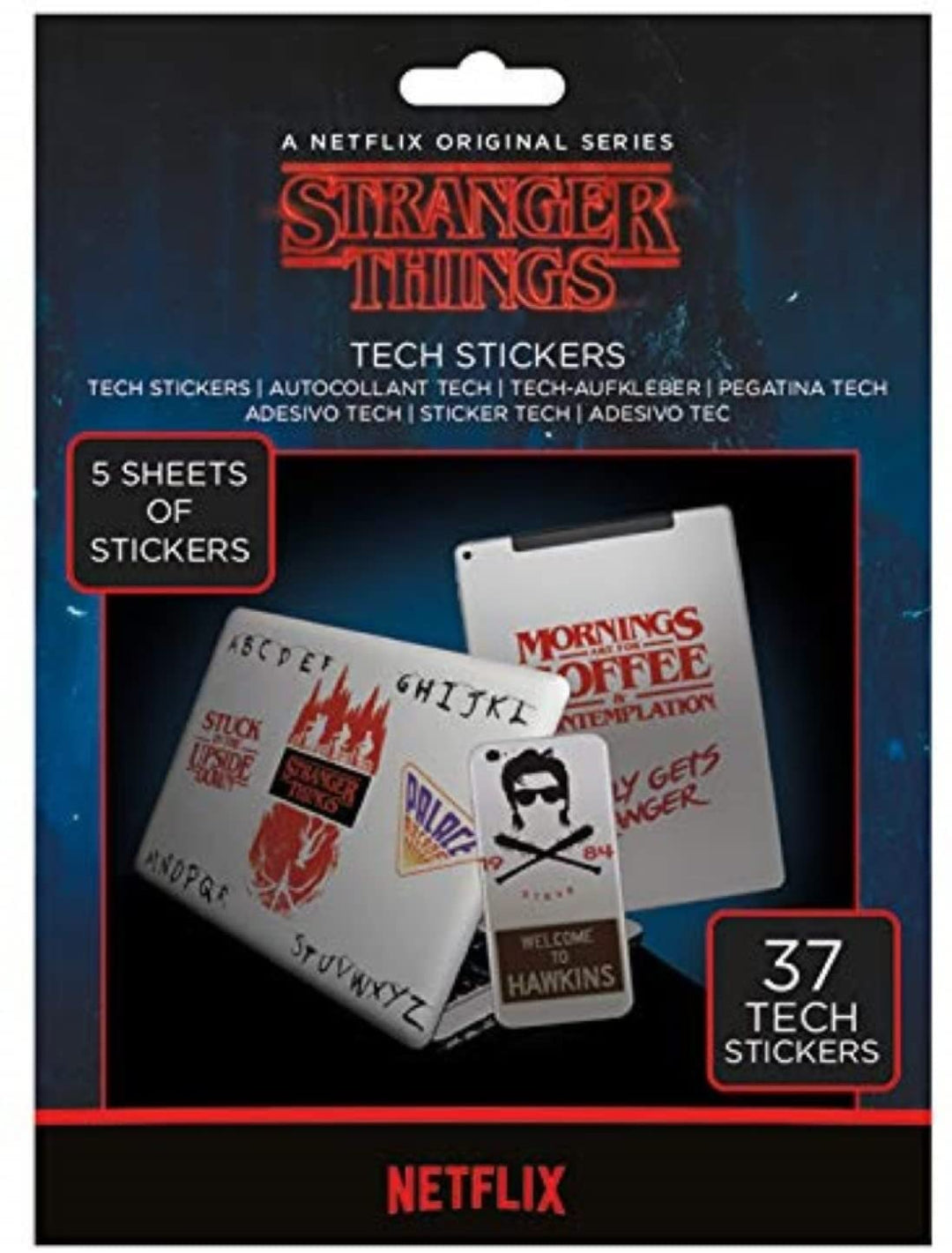 Pyramid International Stranger Things Pack of 37 Tech Stickers - Official Merchandise, Multi-Colour, 18 x 24cm, TS7403