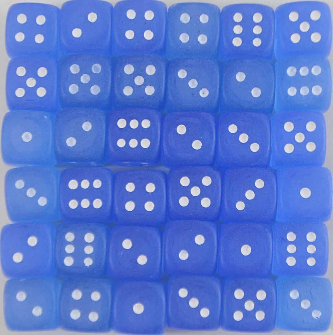 Dice Block with 36 d6 Frosted Blue w/white