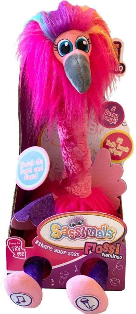Sassimals Flossi Flamingo Hilarious Dancing Toy Talks Back Wiggles Dances Like Crazy! Play Your Words in a Funny Voice
