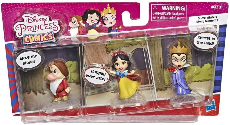 Disney Princess Comics Dolls, Snow White's Story Moments Number 1 Wish with Evil Queen and Grumpy, 3 Collector Toy Figures and Comic Strip