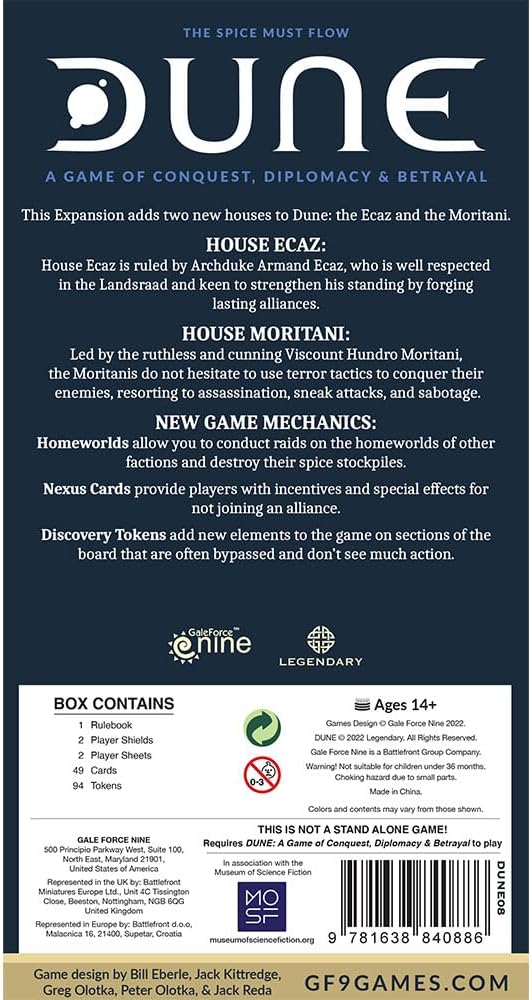 Gale Force Nine- Dune Ecaz & Moritani House Expansion Board Games