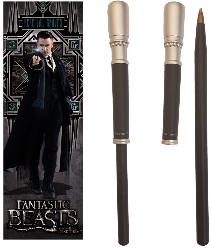 The Noble Collection Fantastic Beasts Percival Graves Wand Pen and Bookmark - 9in (23cm) - Fantastic Beasts Film Set Movie Props Wand Gifts Stationery