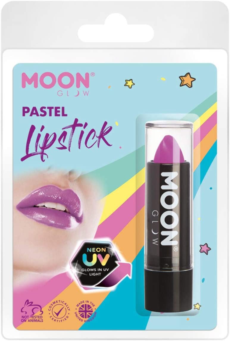 Smiffys Moon Glow Pastel Neon UV Lipstick, Lilac