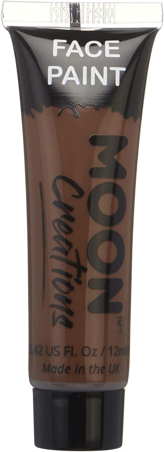 Face & Body Paint by Moon Creations - Brown - Water Based Face Paint Makeup for Adults, Kids - 12ml
