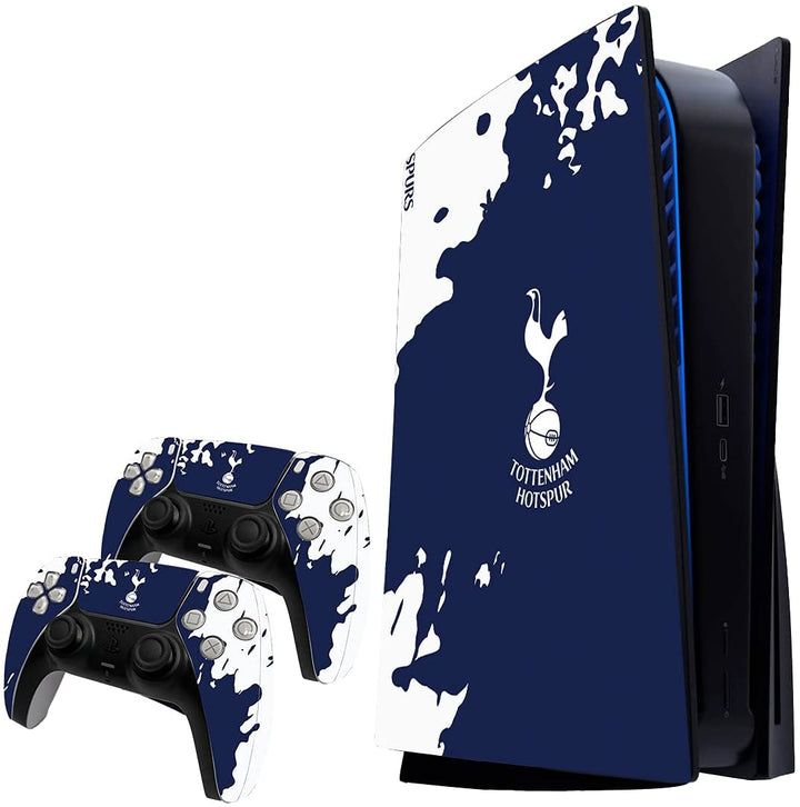 Official Tottenham Hotspur FC Merchandise Premium Vinyl Water-Resistant Anti-Scratch PS5 Console and Controller Skins - Blue and white PS5 Bundle -Tottenham Hotspur FC Gifts