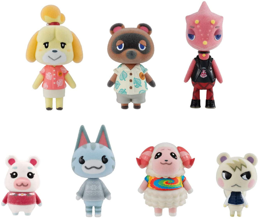 Bandai Shokugan - Animal Crossing: New Horizons Villager Flocked Doll Collection Figure 7pc Gift Set