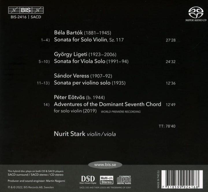 Nurit Stark - Bartók, Ligeti, Veress, Eötvös [Nurit Stark] [Bis: BIS2416] [Audio CD]